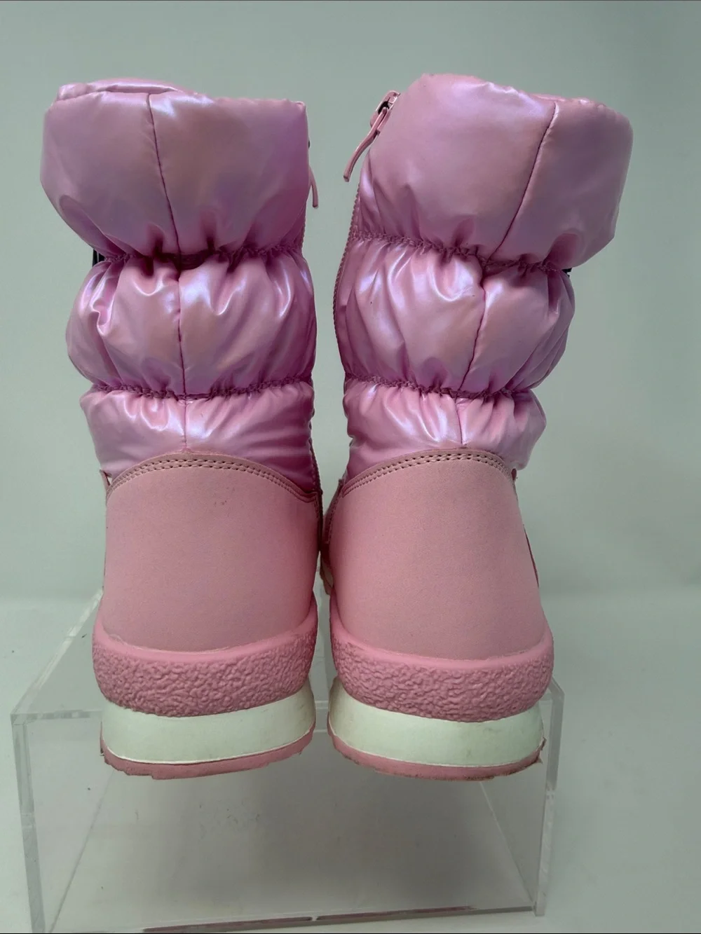 K Kom-Forme Pink Girls Puffy Insulated Snow Boots with Drawcord Size 13